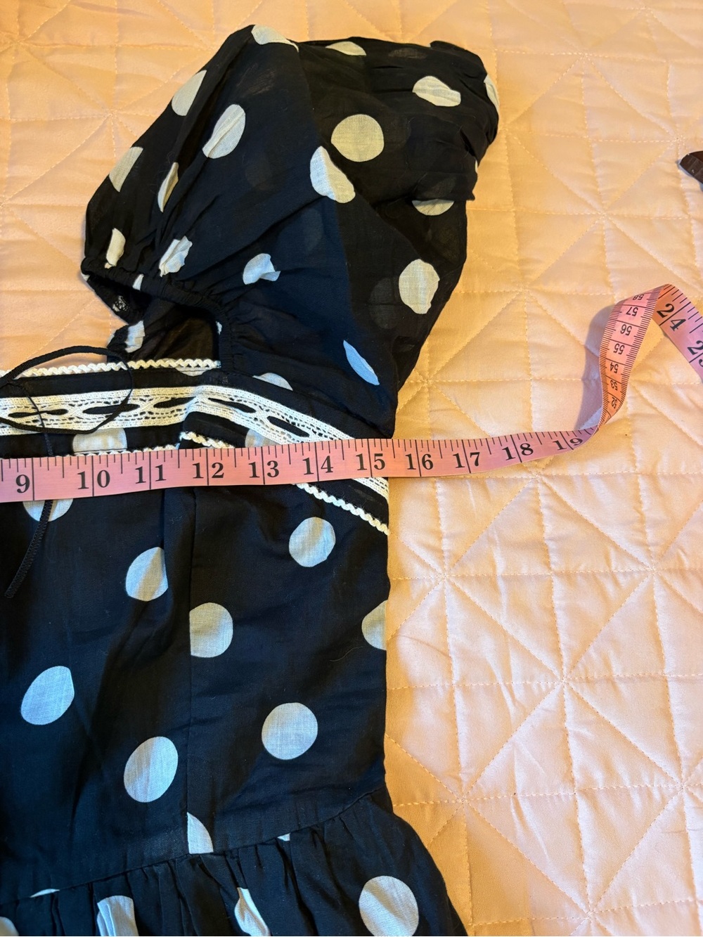 Abercrombie & Fitch Black and White Polka Dot Puff Sleeve Midi Dress - Picture 8 of 9